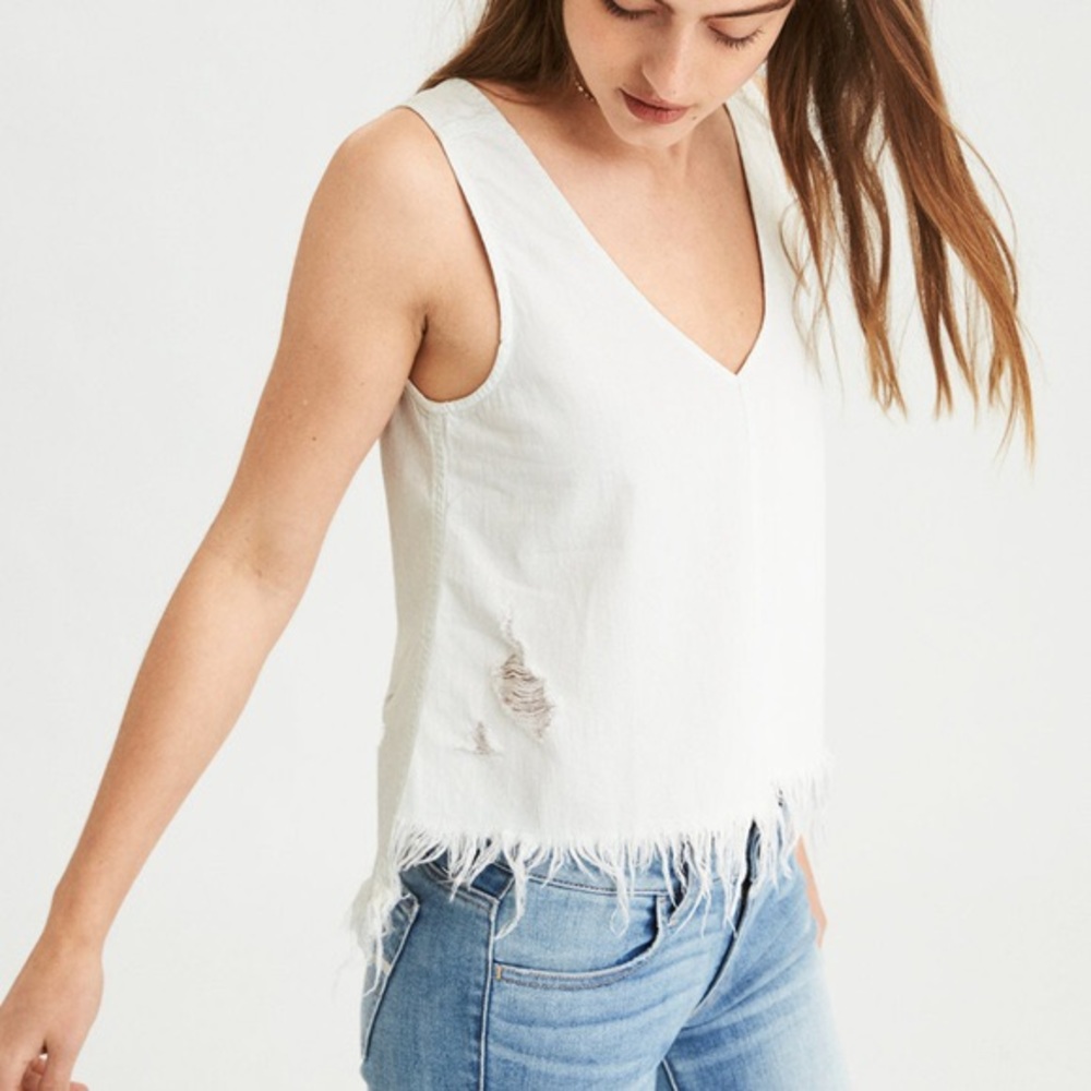 ✨SALE✨ NWT Soft Denim Distressed Tank Top